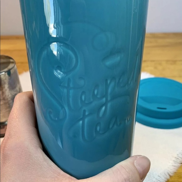 Teal Blue STEEPED TEA/Sipology Ceramic Travel Mug/Cup - Picture 5 of 9